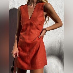 Commense Cotton & Linen V-Neck Short Dress in M